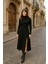 Fh Fashionhere Kadın Uzun Kollu Balıkçı Yaka Derin Yırtmaç Detay Krep Elbise 120 cm 1