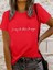 Fh Fashionhere Kadın Kısa Kollu Önü Yazı Baskılı Basic Süprem Bluz 3