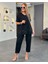 Fh Fashionhere Kadın Kısa Kollu V Yakalı Pul Payetli Viskon Iki Iplik Bluz ve Pantolon Ikili Takım 2