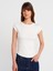 31779 Bisiklet Yaka Basic T-Shirt-Ekru 1