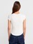 31779 Bisiklet Yaka Basic T-Shirt-Ekru 2
