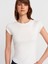 31779 Bisiklet Yaka Basic T-Shirt-Ekru 3