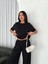 Fh Fashionhere Osy Modal Yumuşak Dokulu Kumaş Bisiklet Yaka T-Shirt Bol Paça Pantalon Ikili Takım -Siyah 1