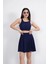 Fh Fashionhere Sendy Kumaş Bisiklet Yaka Crop Şortlu Etek Ikili Takım - Lacivert 1
