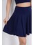 Fh Fashionhere Sendy Kumaş Bisiklet Yaka Crop Şortlu Etek Ikili Takım - Lacivert 4