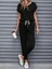 Fh Fashionhere Kadın Kısa Kollu Kayık Yaka Viskon Iki Iplik Bluz ve Bağcıklı Pantolon Ikili Takım 2