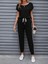 Fh Fashionhere Kadın Kısa Kollu Kayık Yaka Viskon Iki Iplik Bluz ve Bağcıklı Pantolon Ikili Takım 4