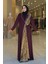 Arapça Harf Baskı Detaylı Abaya 70015 Bordo 1