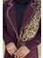 Arapça Harf Baskı Detaylı Abaya 70015 Bordo 4