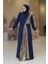 Arapça Harf Baskı Detaylı Abaya 70015 Lacivert 1