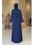 Arapça Harf Baskı Detaylı Abaya 70015 Lacivert 2