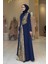 Arapça Harf Baskı Detaylı Abaya 70015 Lacivert 3