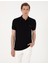Erkek Siyah Slim Fit Örme Dokulu Polo Yaka Tişört 50309959-VR046 1