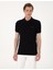 Erkek Siyah Slim Fit Örme Dokulu Polo Yaka Tişört 50309959-VR046 3