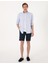 Erkek Lacivert Slim Fit %100 Keten Dokuma Şort 50301780-VR033 1