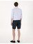 Erkek Lacivert Slim Fit %100 Keten Dokuma Şort 50301780-VR033 4