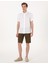 Erkek Beyaz %100 Keten Regular Fit Kısa Kollu Gömlek 50305680-VR013 4