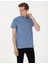 Erkek Mavi Slim Fit %100 Pamuk Kıvrılmaz Amerikan Pike Polo Yaka Basic Tişört 50306154-VR036 3