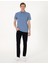 Erkek Mavi Slim Fit %100 Pamuk Kıvrılmaz Amerikan Pike Polo Yaka Basic Tişört 50306154-VR036 4