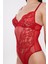 Kadın Kırmızı Bodysuit Dantel Detaylı 2