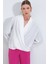 Fh Fashionhere Beyaz Kruvaze Yaka Dökümlü Saten Bluz 0492 1