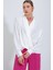 Fh Fashionhere Beyaz Kruvaze Yaka Dökümlü Saten Bluz 0492 2