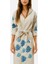 Mavi Mercan Desenli Pamuklu Müslin Kimono Bornoz Kaftan Sabahlık 4