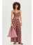 Desenli V Yaka Askılı Crop Top Mor 2