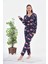 Pamuklu Düğmeli Bulut Baskılı Pijama Takımı 4