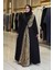 Arapça Harf Baskı Detaylı Abaya 70015 Siyah 1