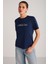 Alma Kadın Regular Baskılı Lacivert T-Shirt 4