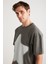 ADAN Erkek %100 Pamuk Yıldız Baskılı Bisiklet Yaka Kısa Kollu Oversize Gri T-Shirt 4