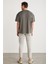 ADAN Erkek %100 Pamuk Yıldız Baskılı Bisiklet Yaka Kısa Kollu Oversize Gri T-Shirt 6