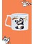 Sevimli Panda Tasarım Baskılı Beyaz Lüks Sap Kupa Bardak 1