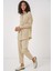 Bej Oversize Keten Alt Üst Takım 6622 3