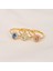 Gümüş Yüzük - Gümüş Yüzük - 1.05 Karat Safir Topaz 0.30 Karat Pırlanta (Signty) Taşlı Vintage 925 Ayar Gümüş Yüzük 6