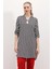 Fh Fashionhere 5613 Yaka Bağcıklı Çizgili Tunik - Siyah 5