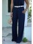 Lacivert Keten Vatkalı Bluz Pantolon Takım 5