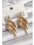 Pirinç Gold Renk 3 Sıra Dalga Model Kadın Küpe 1