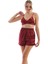 Kadın Bordo Saten Dokuma Büstiyerli Şık Askılı Pijama Takımı 2