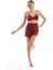 Kadın Bordo Saten Dokuma Büstiyerli Şık Askılı Pijama Takımı 3