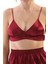 Kadın Bordo Saten Dokuma Büstiyerli Şık Askılı Pijama Takımı 4