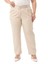 Büyük Beden Önü Pileli Cepli Kemerli Bej Rengi Pantolon 1