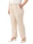 Büyük Beden Önü Pileli Cepli Kemerli Bej Rengi Pantolon 4