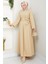 Seliz Yandan Düğmeli Elbise 1528 - Bej 1