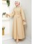 Seliz Yandan Düğmeli Elbise 1528 - Bej 5