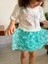 Kız Çocuk Simli Kelebek Baskılı Beli Lastikli Eteği Astarlı Pamuklu Kumaş Yeşil Renk Alt Üst Etekli Takım 4