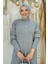 Düğme Detaylı Tunik ve Pantolon Ikili Triko Takım 2-1530 Gri 4