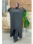 Uzun Tunik ve Pantolon Ikili Triko Takım 12157 Füme 1
