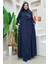 Fermuarlı Kol Manşetleri Büzgülü Mevlana Ferace 6007 Lacivert 1
